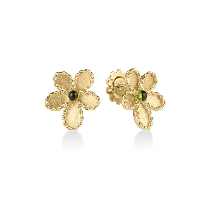 Roberto Coin Jasmine Green Tourmaline Flower Stud Earrings